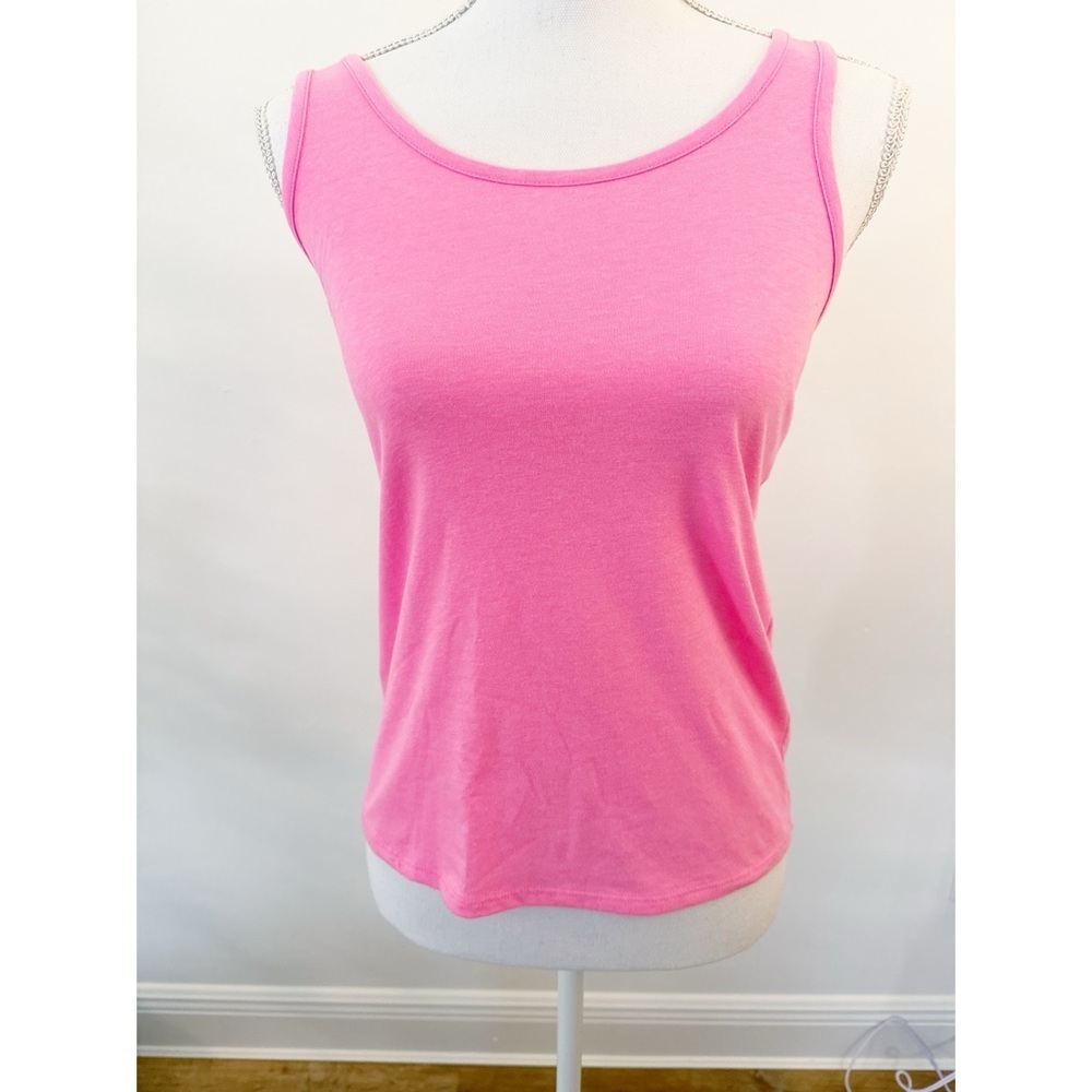 Lilly Pulitzer Bright Pink Tank Top W/Bow Tie Fringe Tie at Neck